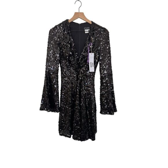 Jovani Black Sequin Mini Dress Size 0 - Picture 2 of 9